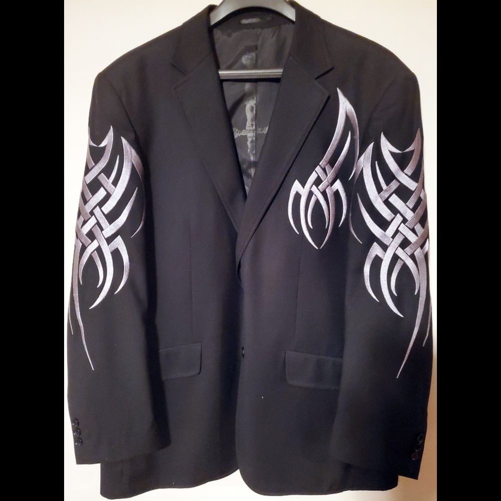Enzo Sport Embroidered Tribal Design Blazer